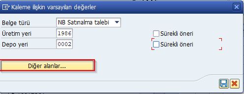 kaleme ilişkin varsayılan değerler