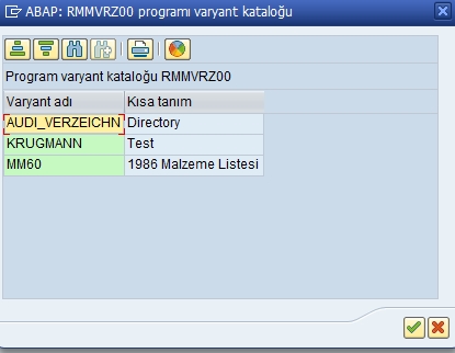 MM60 varyant listesi